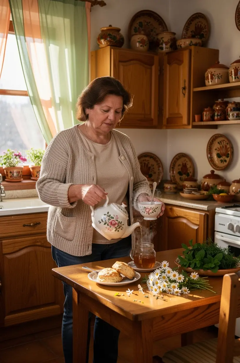 Közeli kép egy otthoni környezetben lévő teáscsészéről, mellette könyv és puha takaró, bemutatva a mindennapi meleg italok nyugtató és kényelmet nyújtó szerepét.